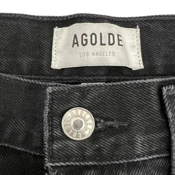 AGOLDE Cherie High Rise Straight Jeans in Distortion Black Distressed Size 24 - Picture 8 of 13